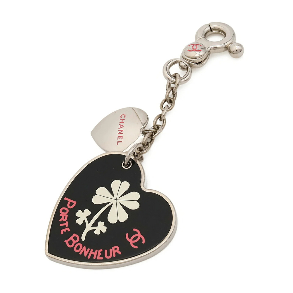 CHANEL Heart Clover Four-Leaf Motif Porte Bonheur Keychain Accessory Bag Char...